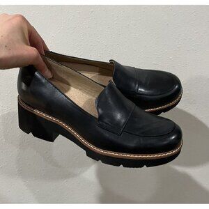 Naturalizer Darry Women's Loafers Slip On High Heel Black Leather 8 Wide 8w